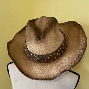 Rustic Tan Straw Western Hat